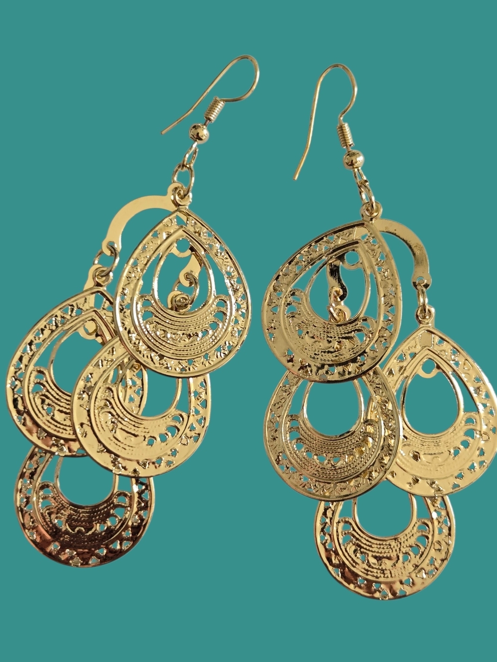 Gold Teardrop Dangle Earrings - Women Jewelry